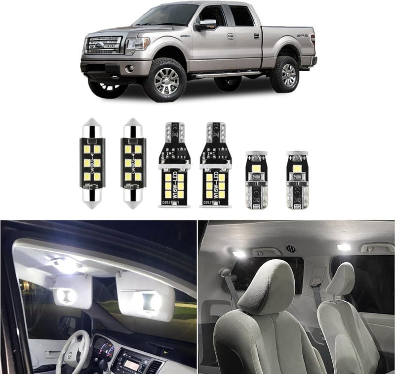 EASY EAGLE 9 Pcs Super Bright 6000K White LED Interior Light: Bulbs Kit Package for 2009 2010 2011 2012 2013 2014 Ford F150 + Install Tool - Image 1